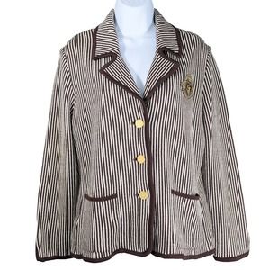 Brown Striped Blazer with Gold Accents